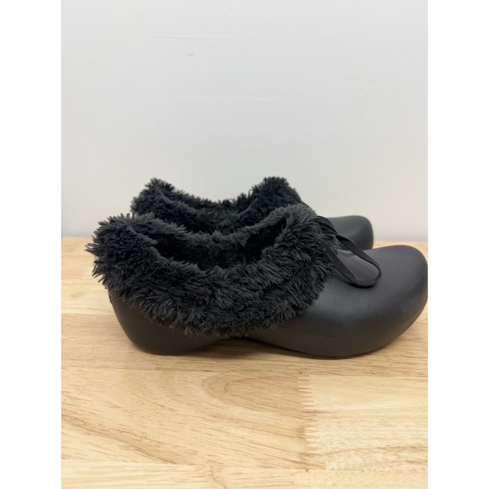 Crocs Gretel Shoes Women's US Size 8 Black Slip-On Faux Fur Lined Clog #66